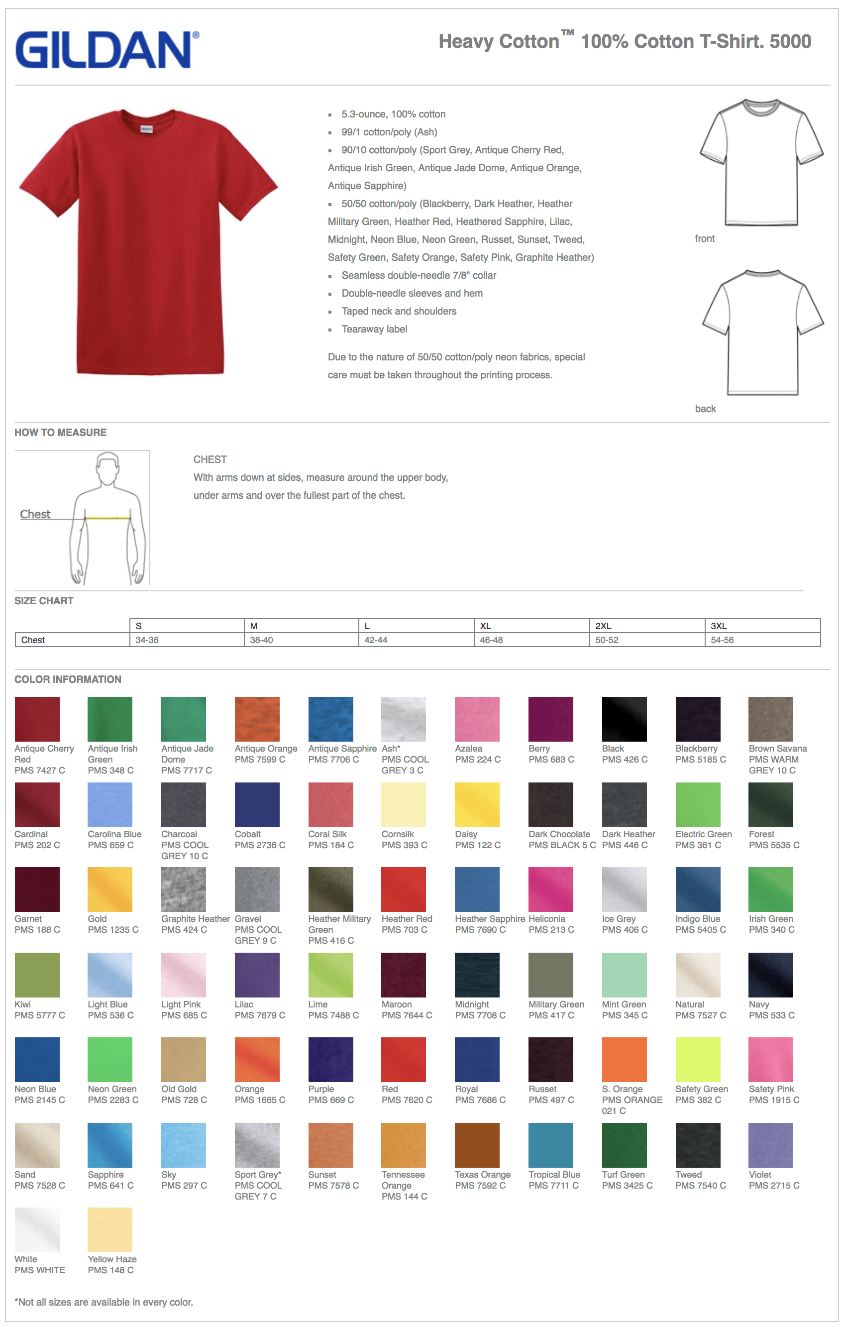 gildan heavy cotton color chart