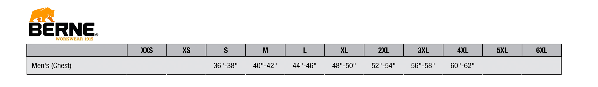 Custom Berne Sizing Chart