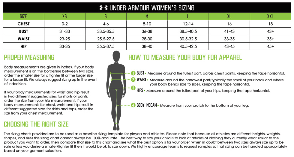 Ua Size Chart