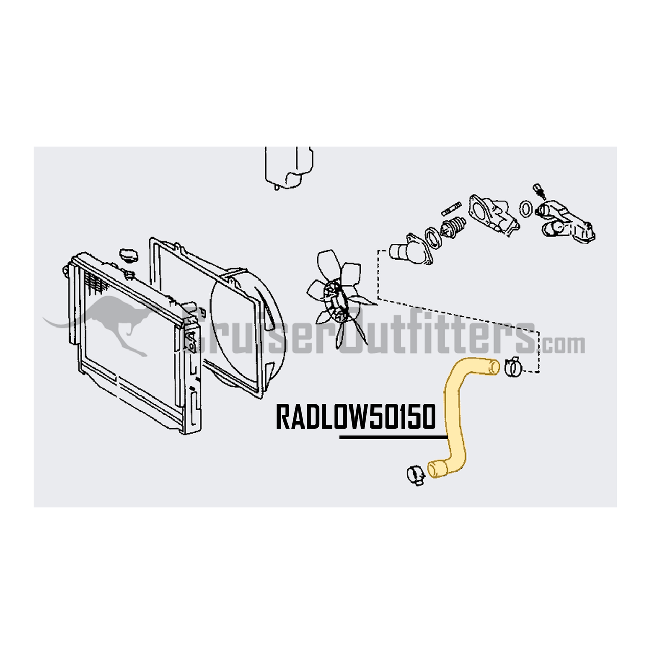 Lower Radiator Hose - Fits 100/LX470 Applications (RADLOW50150)