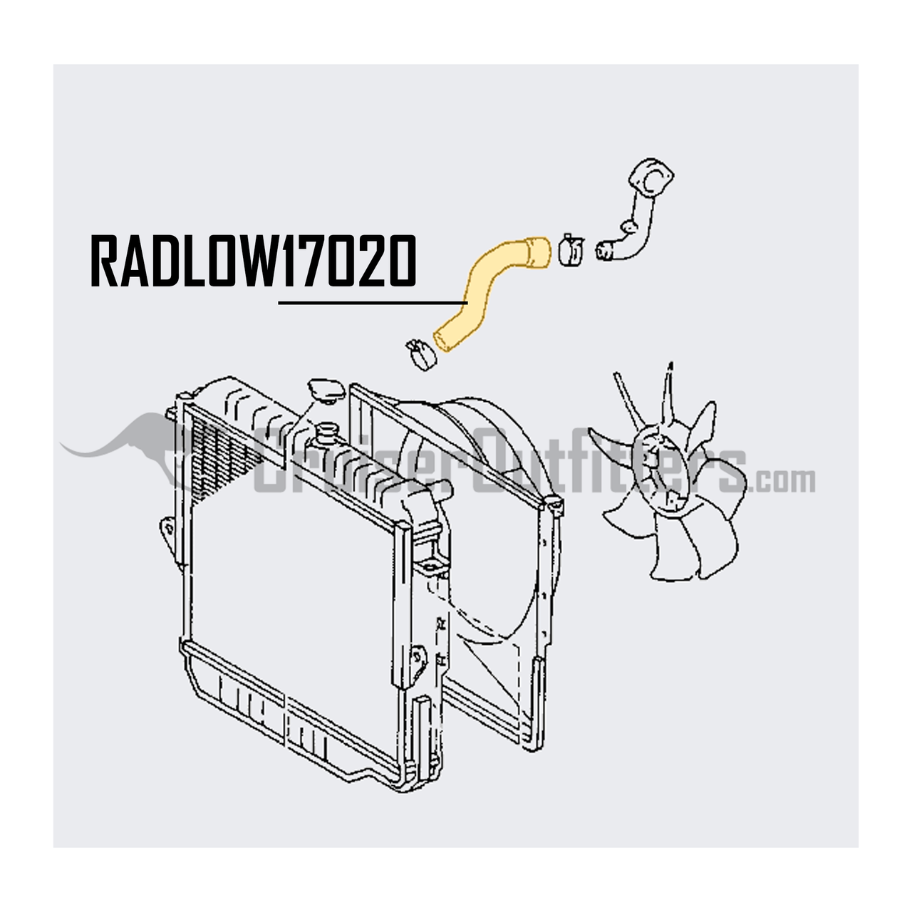 Lower Radiator Hose - Fits 1990+ HZJ7x Applications (RADLOW17020) Lower Radiator Hose - Fits 1990+ HZJ7x Applications (RADLOW17020)