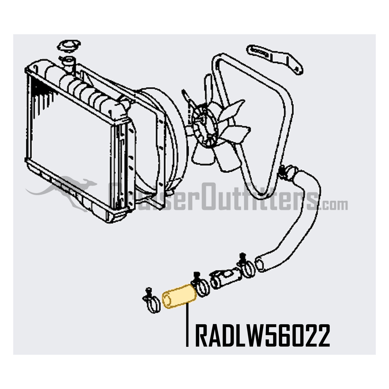 Lower Radiator Hose - Fits BJ4x at Radiator Applications (RADLW56022) Lower Radiator Hose - Fits BJ4x at Radiator Applications (RADLW56022)
