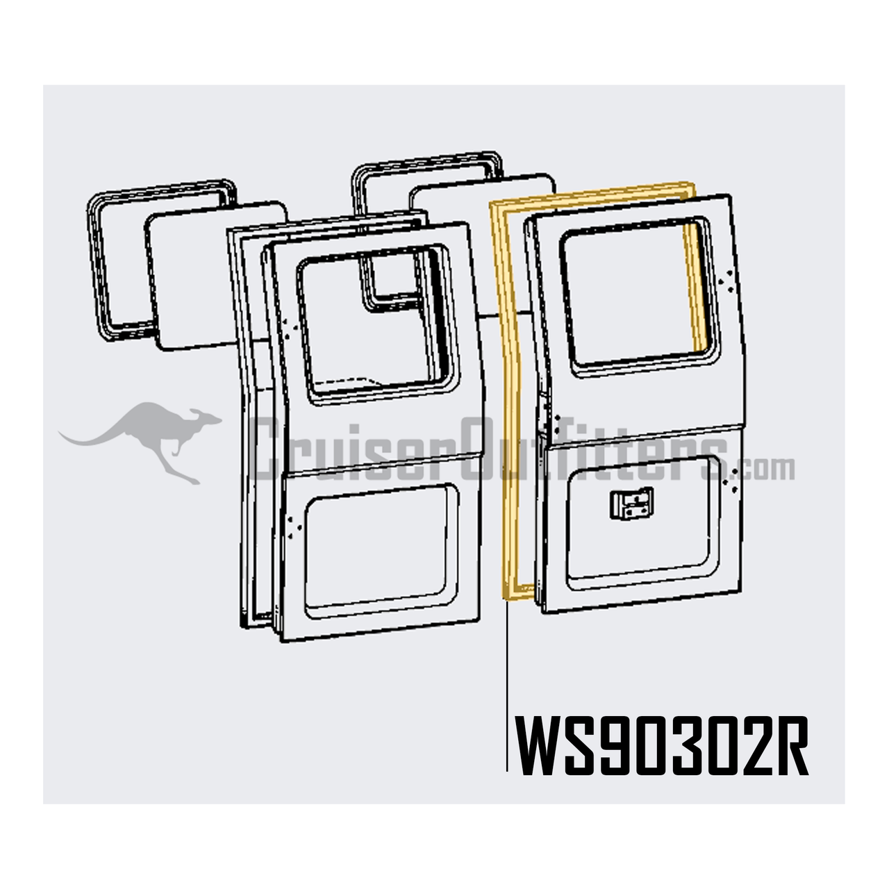 Ambulance Door Weatherstrip - Fits 1/1979 - 10/1984 40 Series RH Rear Door Applications (WS90302R)