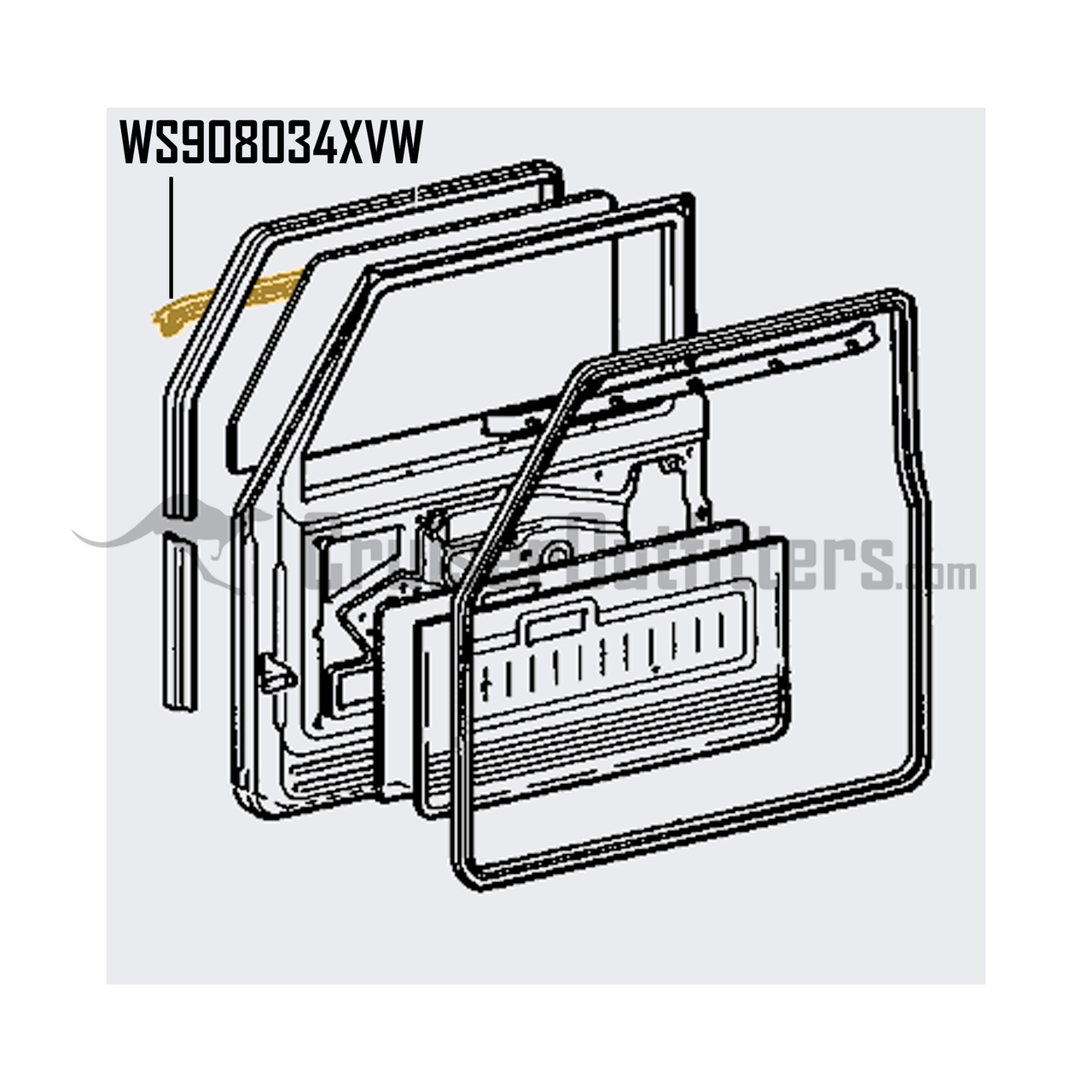 Front Window Right Hand Side w/ Vent Outer Weather Stripping - OEM Toyota - Fits 1981-1984 4x Series  (WS908034XVW) Front Window Right Hand Side w/ Vent Outer Weather Stripping - OEM Toyota - Fits 1981-1984 4x Series  (WS908034XVW)