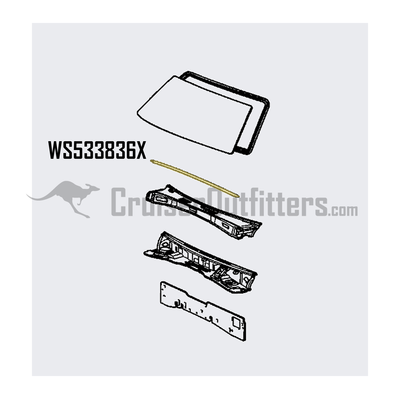 Hood to Cowl Top Seal Weather Stripping - Fits 6x Series Land Cruiser Applications (WS533836X)