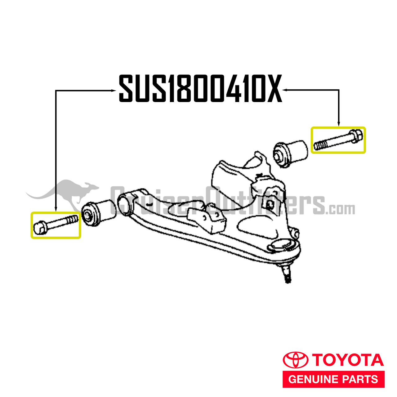Front Lower Control Arm Front & Rear Bolt - Fits 01/1998-04/2005 UZJ100/LX470 Land Cruiser Applications (SUS1800410X)