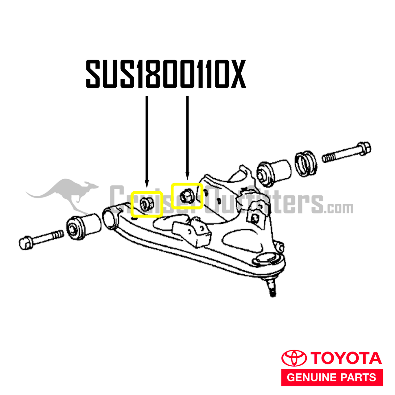 Front Lower Control Arm Nut - Fits Front & Rear UZJ100/LX470 Land Cruiser Applications (SUS1800110X)