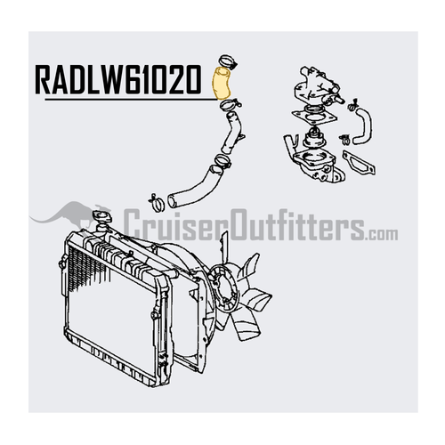 Lower Radiator Hose - Fits 1988 - 1990 FJ62 at Water Pump Applications (RADLW61020)