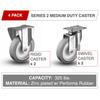 This medium duty caster 4-pack includes two swivel and two rigid casters.