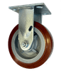 medium duty caster with 4" maroon/red ply HITECH wheel, 3/4 view