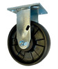 Zinc-plated rigid caster with black plastic Maxim wheel