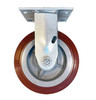 Zinc plated rigid caster with dark red poly hi-tech wheel