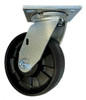 5" Maxim black plastic wheel on zinc plated swivel caster
