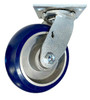 6" swivel caster with top plate has a 1,200 lbs capacity blue poly wheel on aluminum