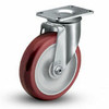 4" swivel caster has a red poly HI-TECH wheel and has a load capacity of 275 lbs.