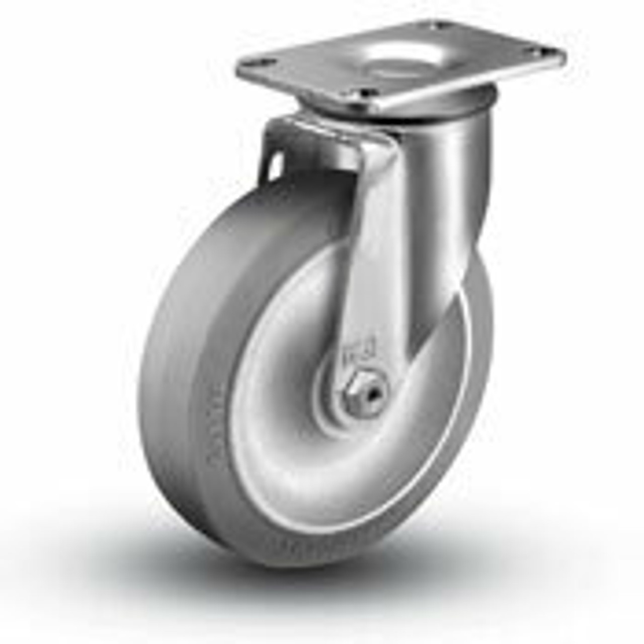 4‚Äù swivel caster has a grey performa rubber wheel and has a load capacity of 300 lbs.