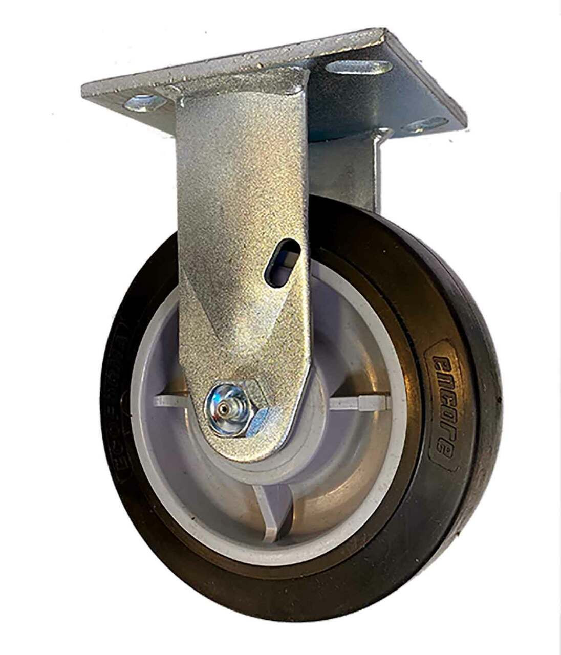 rigid style medium duty caster with top plate and matte black 4" wheel