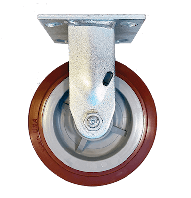 medium duty caster with 4" maroon/red ply HITECH wheel, full view