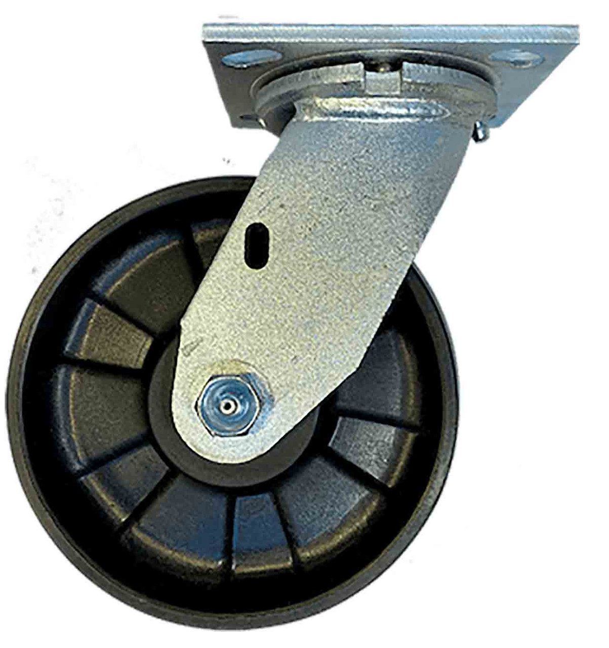 5" Maxim black plastic wheel on zinc plated swivel caster