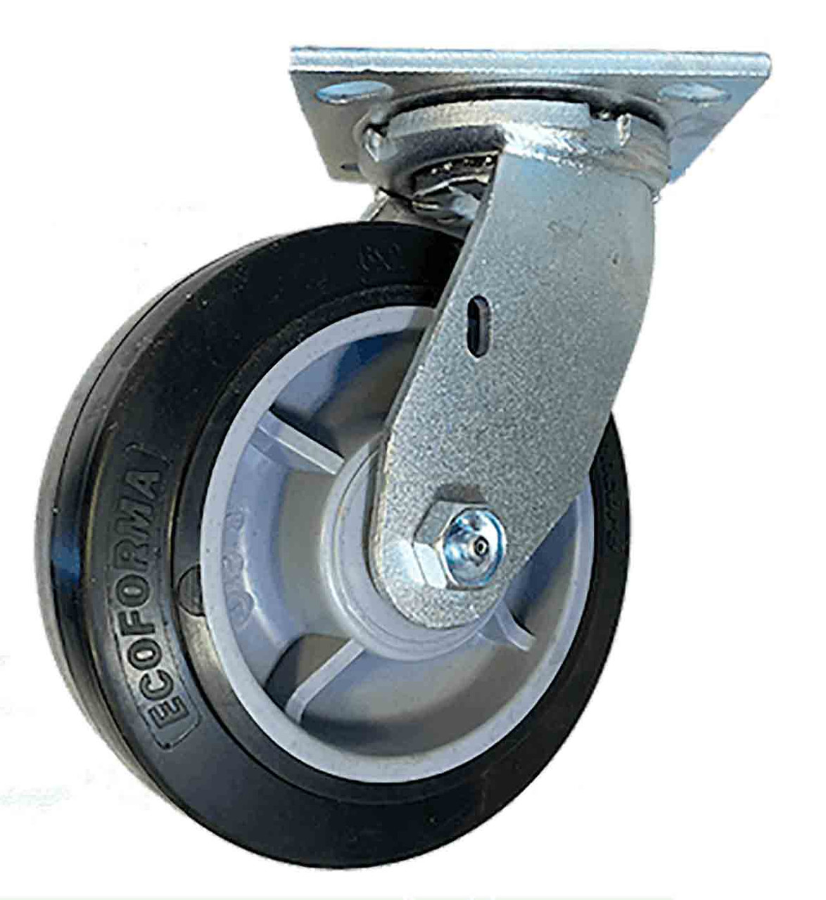 Swivel caster with 5" Performa Rubber wheel in matte black