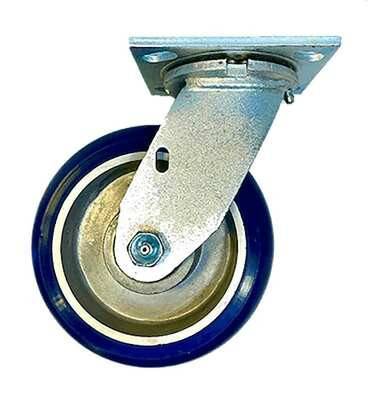 5x2" swivel caster with top plate and 1,000 lbs capacity blue poly wheel on aluminum