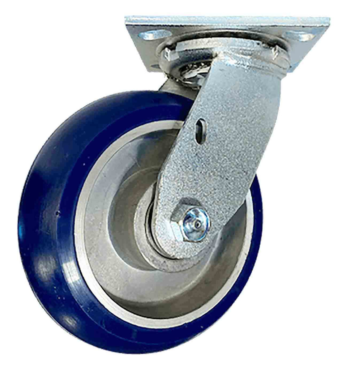 8x2" swivel caster with top plate and 1,250 lbs capacity blue poly wheel on aluminum