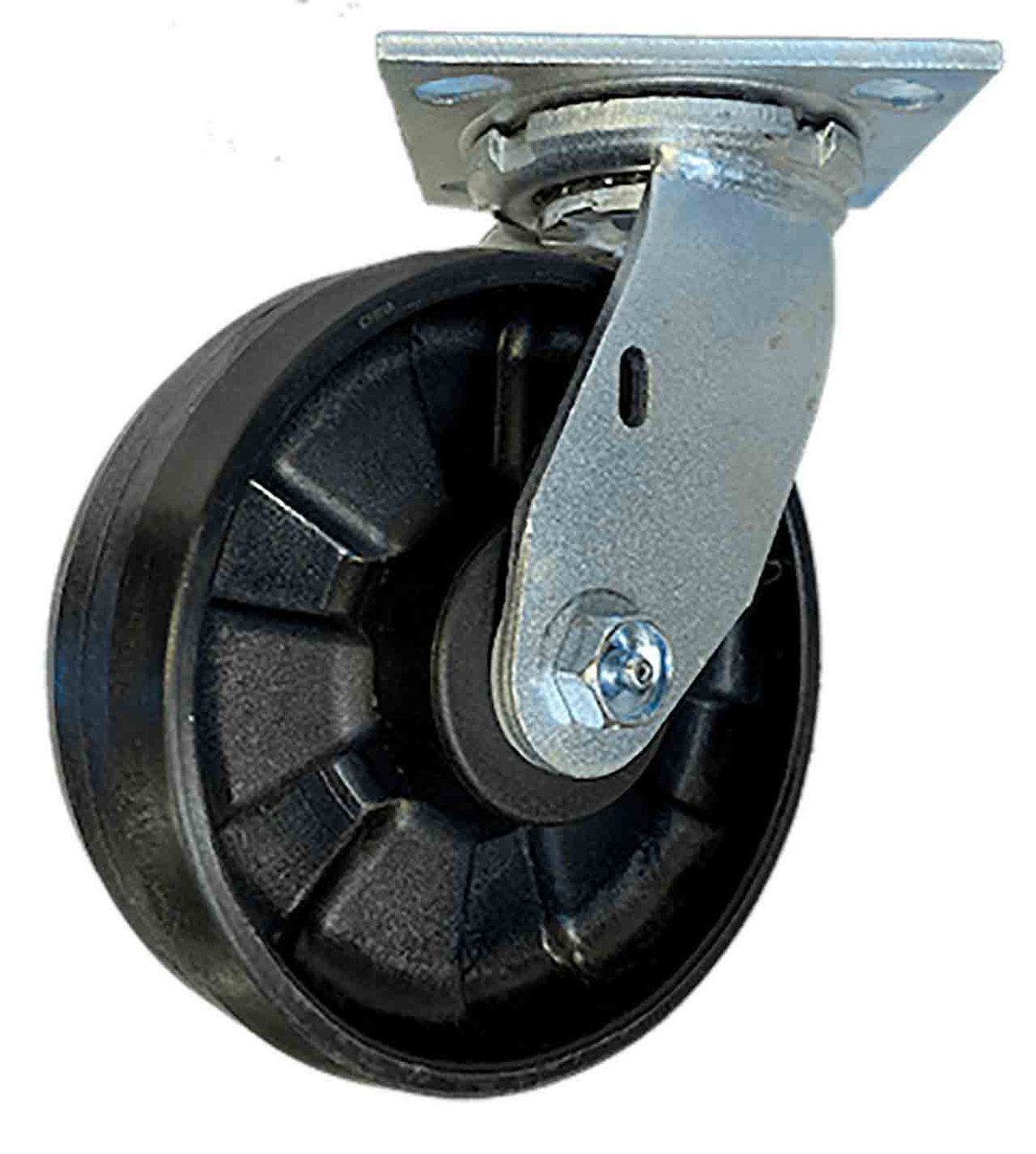 Heavy duty swivel caster with 5" Maxim wheel (hard plastic, black)