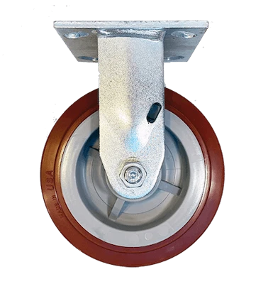 medium duty caster with 4" maroon/red ply HITECH wheel, full view