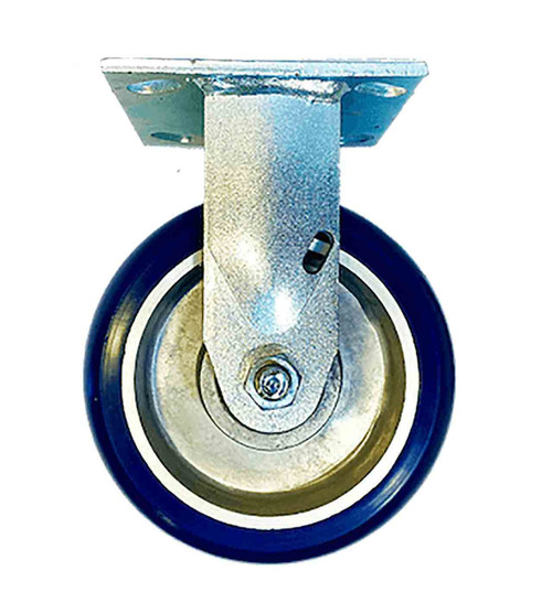 8" rigid caster with top plate and 1,250 lbs capacity blue poly wheel on aluminum
