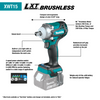 MAK XWT15XVZ Impact Wrench w/ Detent Anvil, 18V LXT LI Brushless Cordless 4?Speed 1/2" Sq. Drive, Tool Only