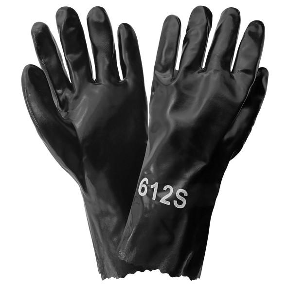 GLG 612S Chemical Glove Black economy smooth finish PVC, 12 inch