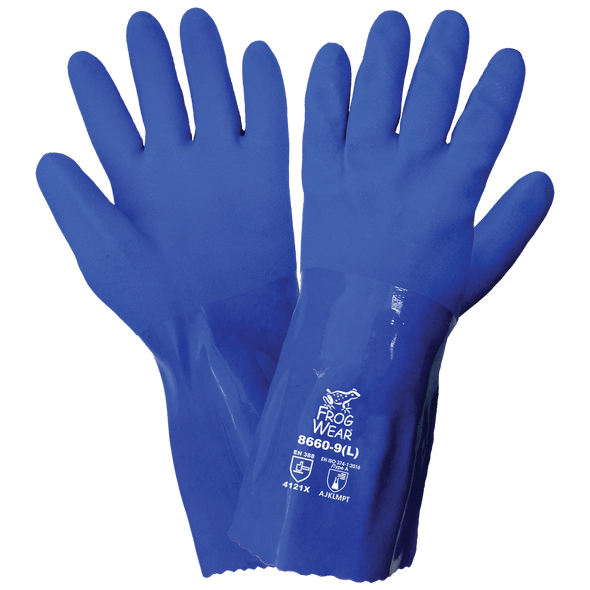 GLG 8660-S PVC Glove 12 inch Blue Triple Dipped Sandy Finish