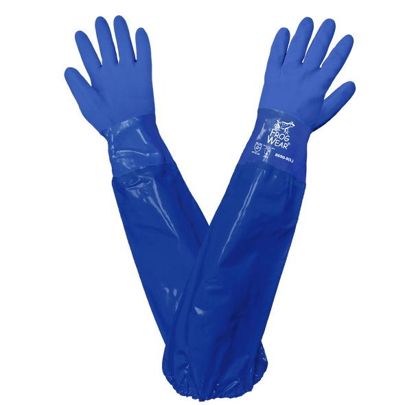 GLG 8690-9 L Shoulder Length Triple-Coated PVC Chemical Resistant Gloves