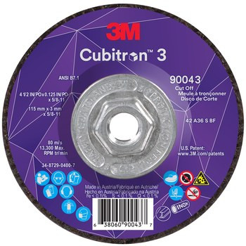 3MA 90043 Cubitro II Cut-Off Wheel Quick Change 90043, T27 4.5 in x .125 in x 5/8-11