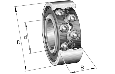 FAG 4312-B-TVH Ball Bearing Double Row 130MM Outside Diameter; 46MM Outer Race Width; Plastic Cage; C0-Medium Internal Clearance