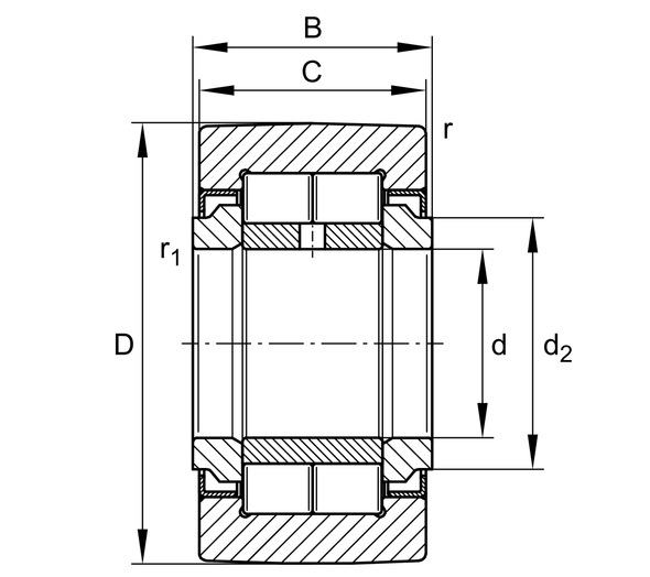 INA NUTR17-A Cam Follower 17MM Bore; 40MM Roller Diameter; 20MM Roller Width; Crowned Roller; Yoke Type; Sealed; Cylindrical Roller Bearing - Double Row; Relubricatable