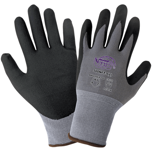 GLG 500NFT-10(XL) TSUNAMI GRIP  NITRILE, 15 GAUGE GRAY NYLON SHELL.