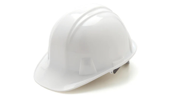 PYR HP14110 White Standard Shell Hard Hat 4 Pt Ratchet Suspension