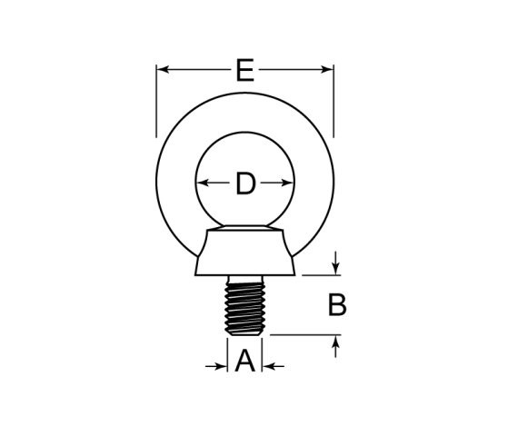 GLH DIN020-ZP Lifting Eye Bolt, Shoulder Pattern M20-2.5 Right Hand, 30 mm Shaft Length, 30 mm Thread Length, DIN 580, 1015 Carbon Steel, Zinc Clear Trivalent