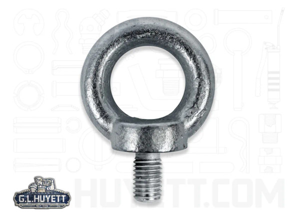 GLH DIN020-ZP Lifting Eye Bolt, Shoulder Pattern M20-2.5 Right Hand, 30 mm Shaft Length, 30 mm Thread Length, DIN 580, 1015 Carbon Steel, Zinc Clear Trivalent
