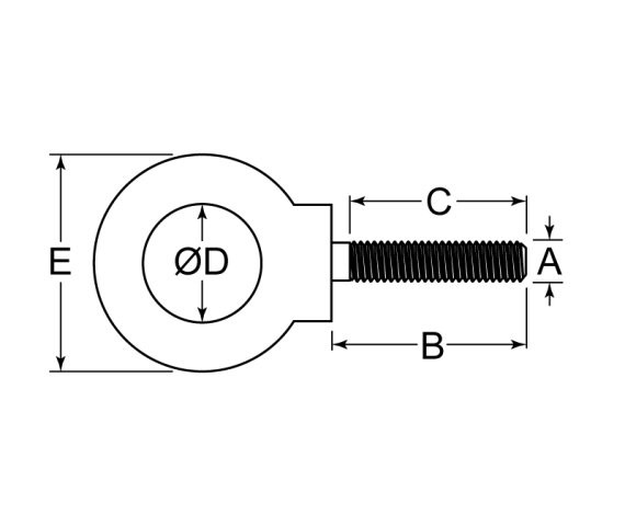 GLH MEB058-2A Lifting Eye Bolt Shoulder Pattern 5/8-11 Right Hand 1-3/4 Shaft Length 1-3/4 Thread Length 1045 Carbon Steel