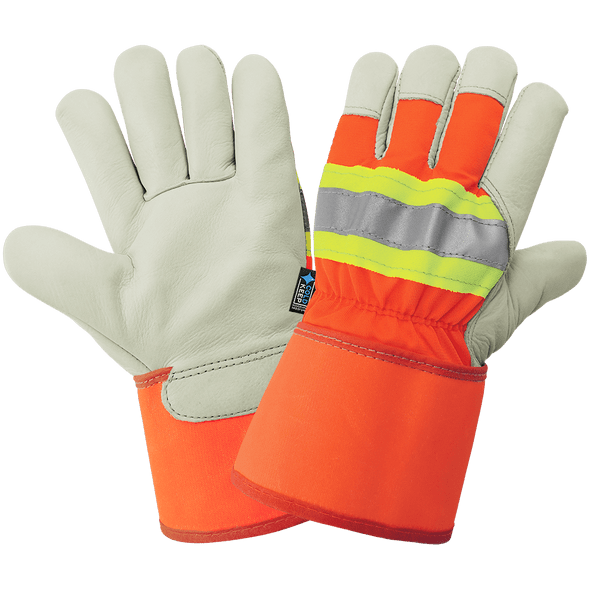 GLG 2950HV-11  High-Visibility Standard-Grade Cowhide Leather Insulated Gloves with Safety Cuff