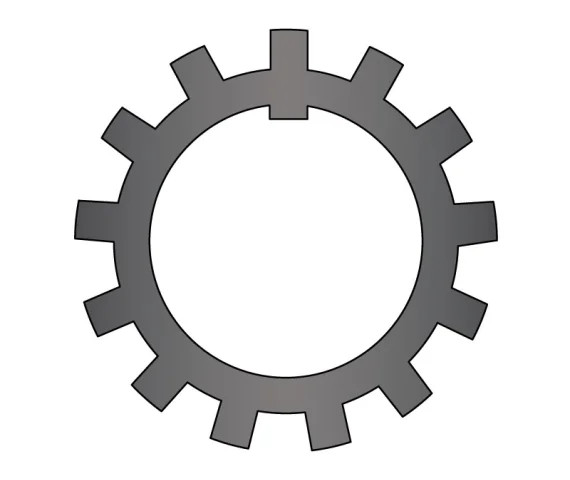 GLH MB-10 Lockwasher 74MM Outside Diameter; 50MM Inside Diameter; 1.3MM Thickness; 6MM Tang Width; No Reversing Tang