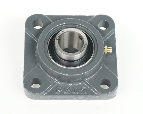 TRN UCF210-32 Flange Bearing 4 Bolt Square 2" Bore; 6.2" Bolt Circle; 4-3/8" Bolt Spacing; 1 Piece Solid; Set Screw Mount; Cast Iron; Ball Bearing; 2.032" Length Thru Bore; Relubricatable; Contact Seal