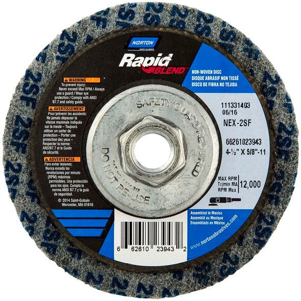 NOR 66261023943 Depressed Center Wheel 4-1/2"x5/8-11 SC Type 27 High Strength Rapid Blend Non-Woven