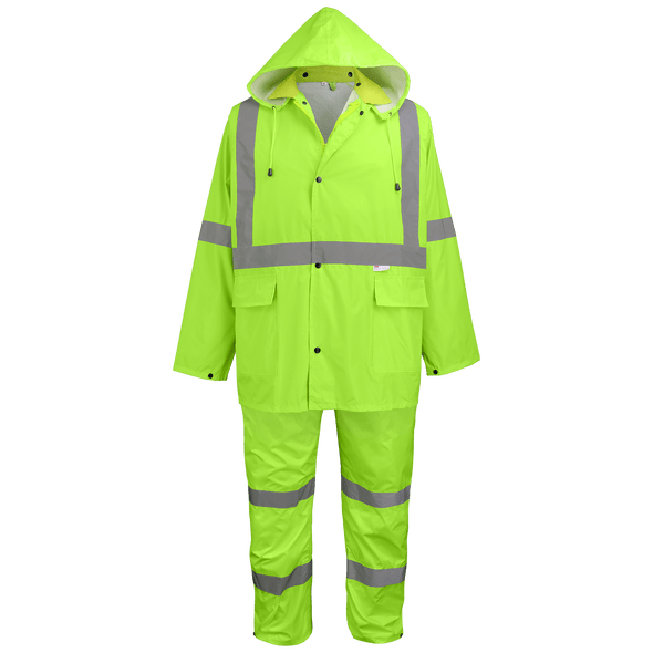 GLG GLO-8000-3XL Rainsuit Frogwear Three Piece Hi-Visibilty Yellow/Green Reflective Class 3 With Detachable Hood