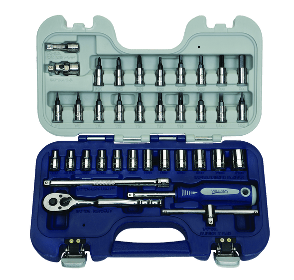 WMS 50604B Socket Set 1/4" Drive 6 Point Metric 36 Piece W/Rugged Case