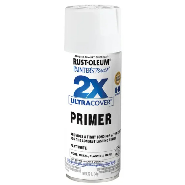 RUS 334019 Spray Primer, Flat, White, 12 oz, Exterior