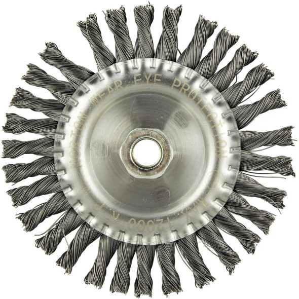 NOR 66252839107 Twist Knot Wire Wheel 6" Gemini Standard .020" Carbon Steel 1-1/4" Trim
