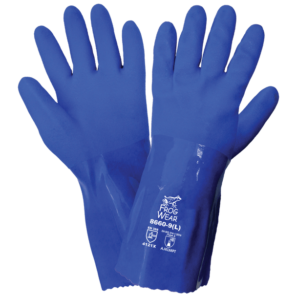 GLG 8660-M PVC Glove 12 inch Blue Triple Dipped Sandy Finish